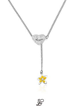 1P Jewelry 爱意紧扣系列 满钻纽扣花朵可调节锁骨链项链