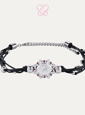 1P Jewelry PUPPY LOVES YOU多层皮绳串珠链小狗锆石镶嵌choker