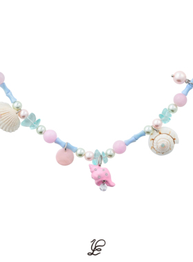 1P Jewelry 浮光溯贝系列 粉色海螺锆石镶嵌彩色串珠项链