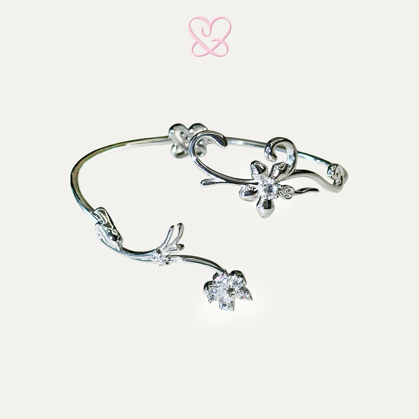 1P Juvilove原1P Jewelry 朋克锆石花朵可调节臂环