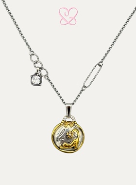 1P Juvilove原1P Jewelry 小猫幸运圆牌勋章锆石项链