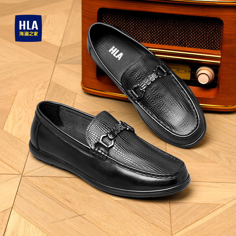 休闲皮鞋男时尚复古真皮套脚商务