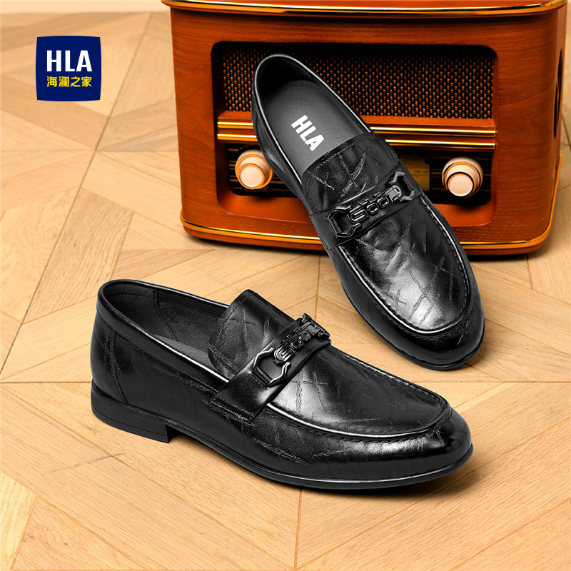 真皮套脚休闲皮鞋男时尚乐福鞋