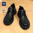 休闲大头鞋 海澜之家商务正装 厚底加绒圆头增高德比鞋 男秋冬款 皮鞋