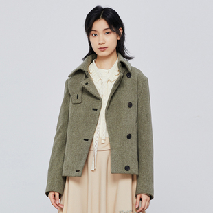 Y1A40 上衣A119 EXCEPTION例外翻领毛呢外套时尚 休闲羊毛保暖短款