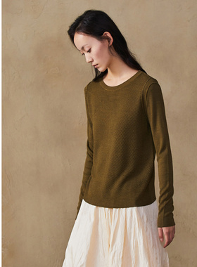 EXCEPTION例外女装女装圆领修身简约针织套头衫A120-A2D25