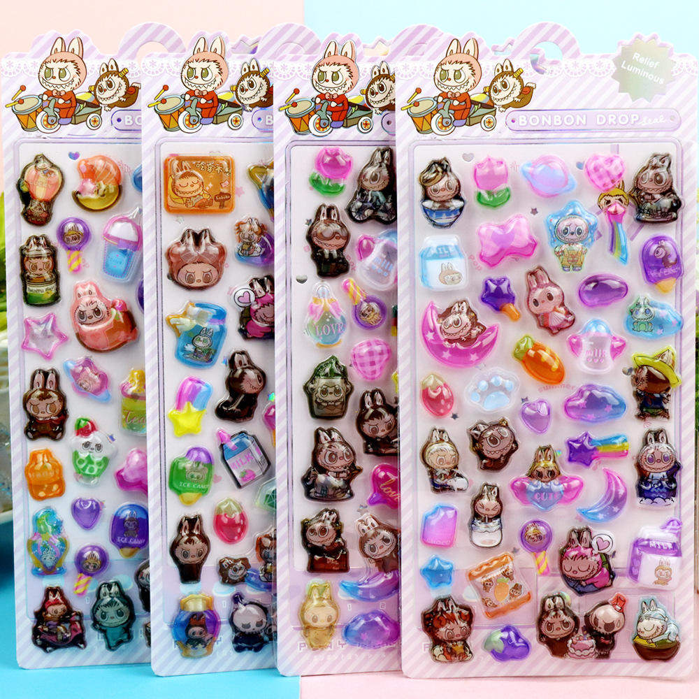 儿童卡通拉布布3D立体浮雕水晶贴纸LABUBU贴画精灵天团卡通兔子贴,文具电教/文化用品/商务用品,贴纸/立体贴纸,淘宝优惠券,粉丝福利购,淘宝优惠卷