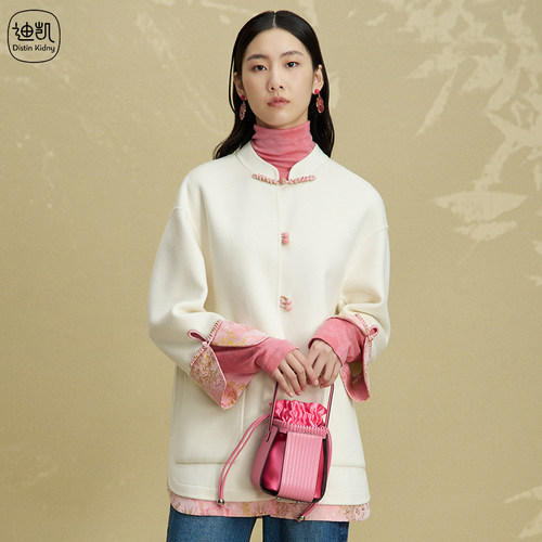 绵羊毛羊绒新中式国风女毛呢大衣