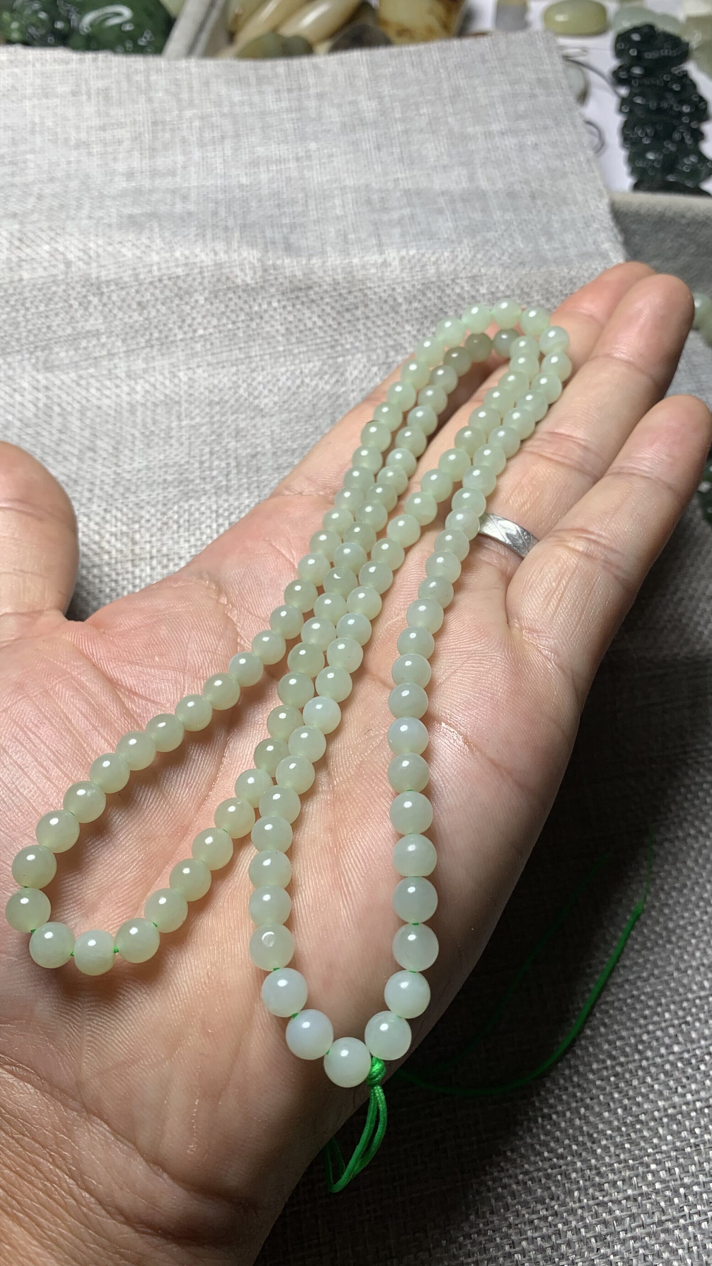 天然和田玉湖水绿108多圈手链卡68链子项链吊坠挂件毛衣链牌子链