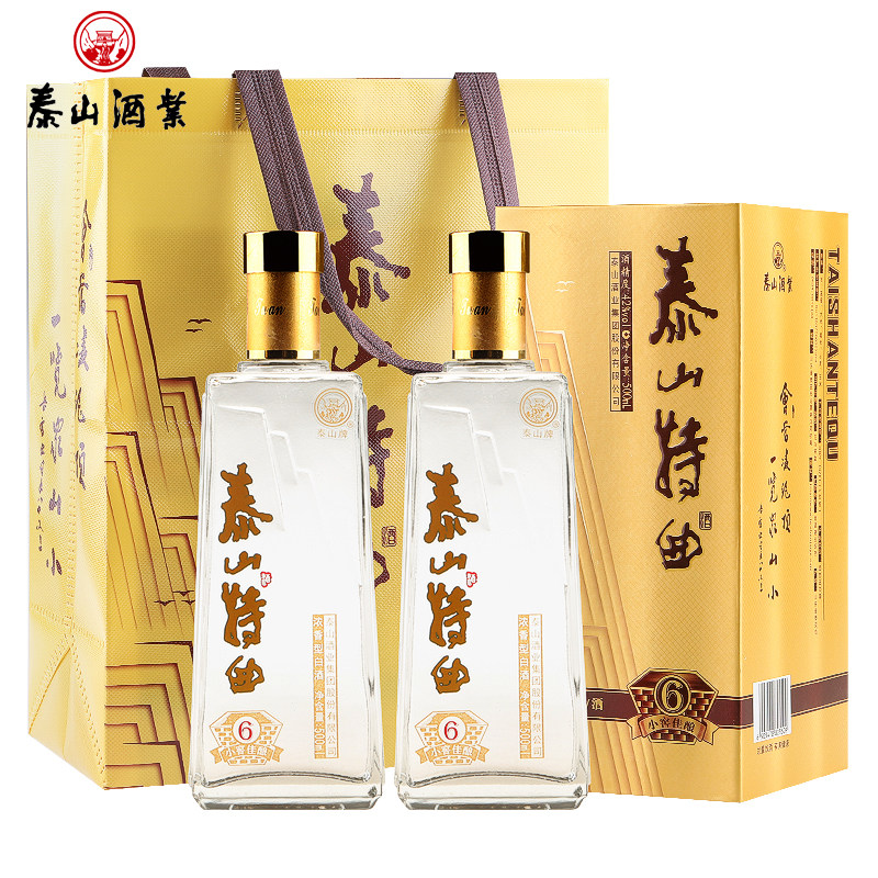泰山牌泰山特曲 42度浓香型白酒 小窖佳酿6 500ml*2瓶 配拎袋