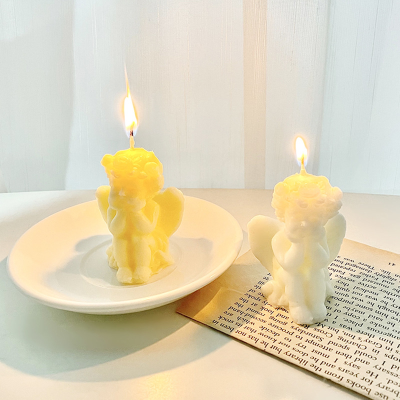 圣诞节新款气氛蜡烛风可爱托腮天使香薰蜡烛爱神丘比特摆拍小道具