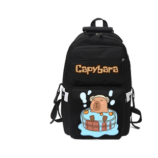 可爱水豚君卡比巴拉卡通男女双肩背包学生书包初中生同款双肩包tt