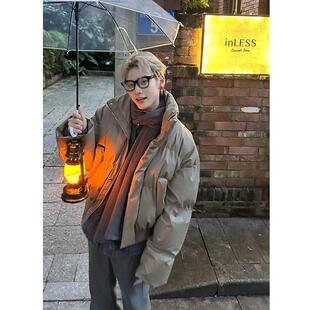 美式短款棉服时尚立领加厚棉衣女冬季潮牌设计宽松面包服百搭棉袄