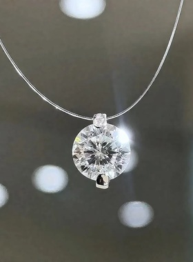 S925银莫桑石鱼线项链锁骨链男女