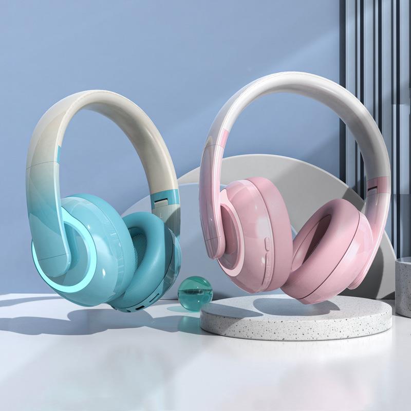 新しいグラデーションカラーヘッドマウント Bluetooth ヘッドセットワイヤレス Bluetooth ヘッドセット発光ゲームユニバーサル電話 Bluetooth ヘッドセット