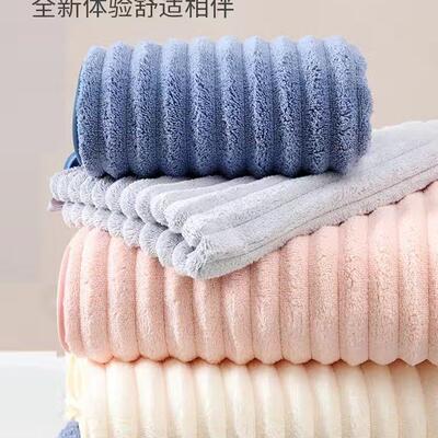 现货浴巾女加大加厚珊瑚绒新款大毛巾亲肤不掉毛干发帽三件套定制