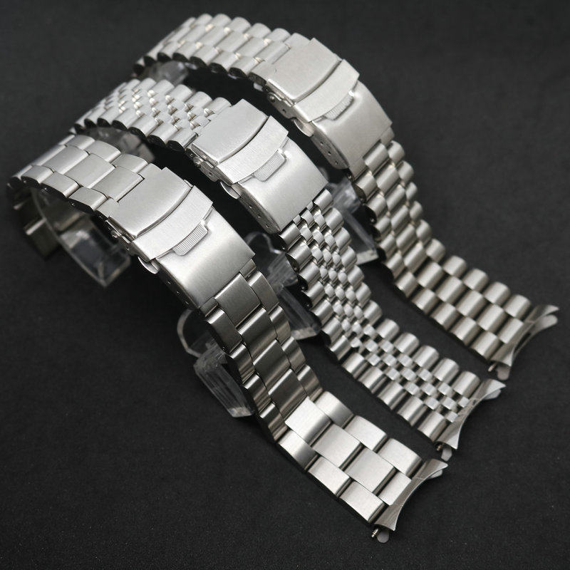 适配精工skx007 009钢带不锈钢表带五珠潜水钢表链 20 22mm配件