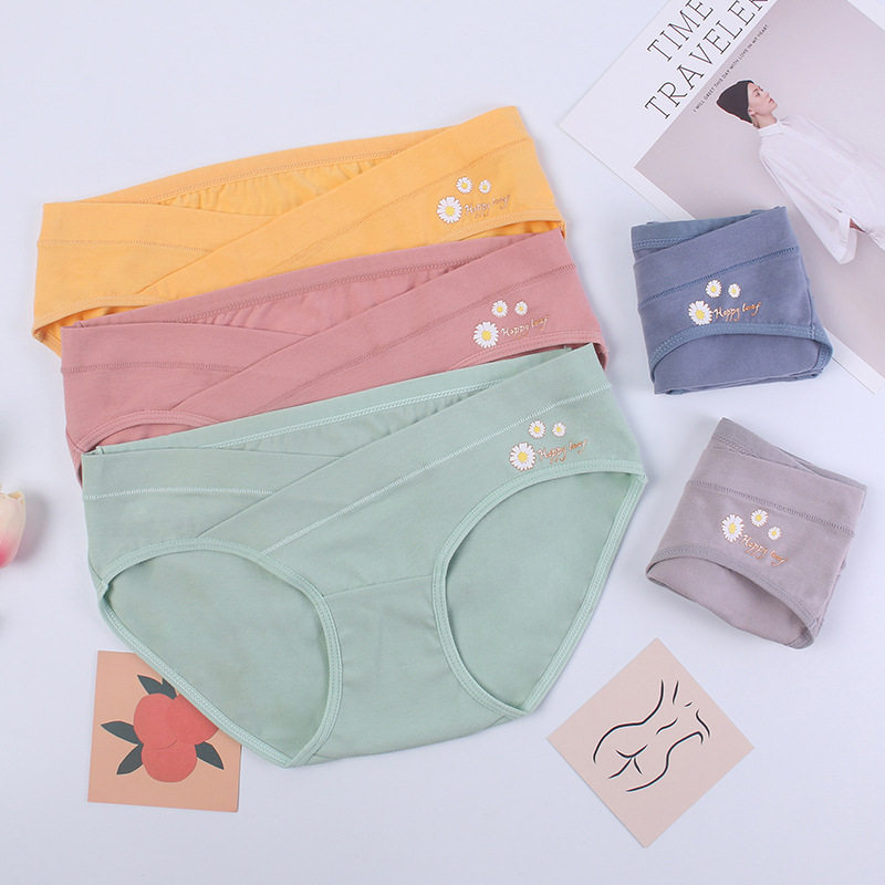 低腰孕妇内裤纯色印花小雏菊图案孕早期晚期托腹棉舒适孕妇内裤女