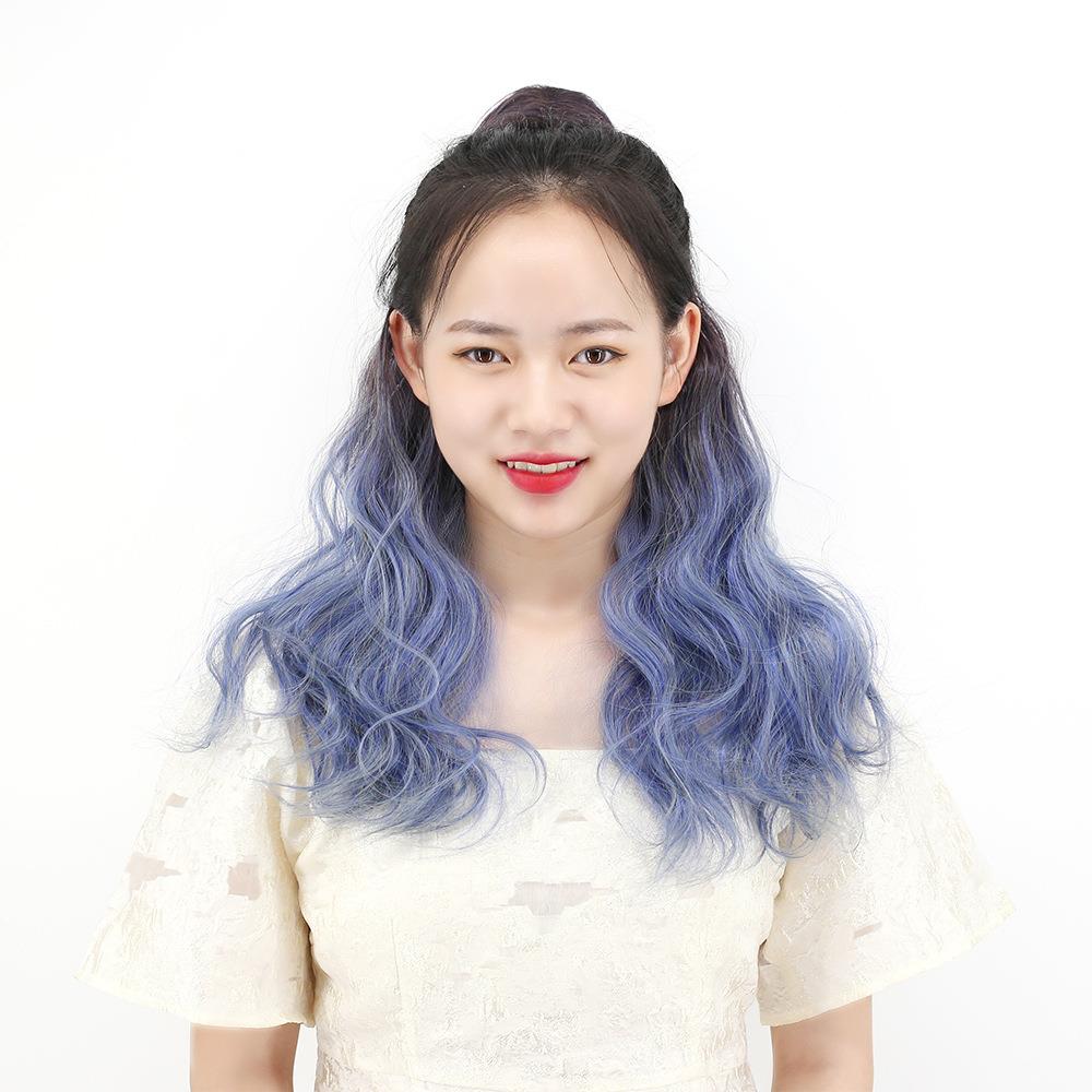 假发女 长卷发高温丝渐变色假发片玉米烫蓬松自然高马尾辫