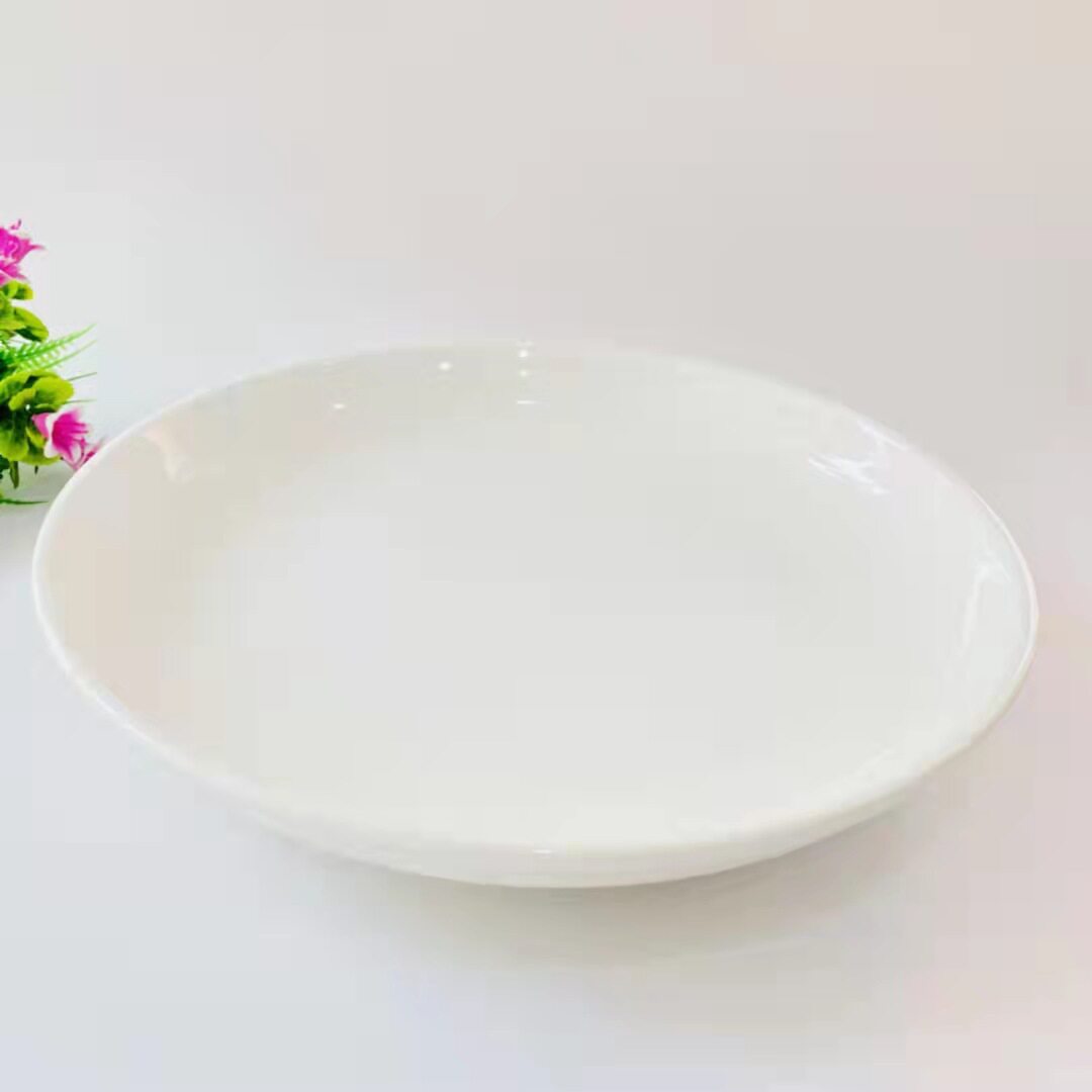 景德镇骨瓷家用饭盘菜盘纯白深盘浅盘组合陶瓷餐盘白瓷饺子圆形盘