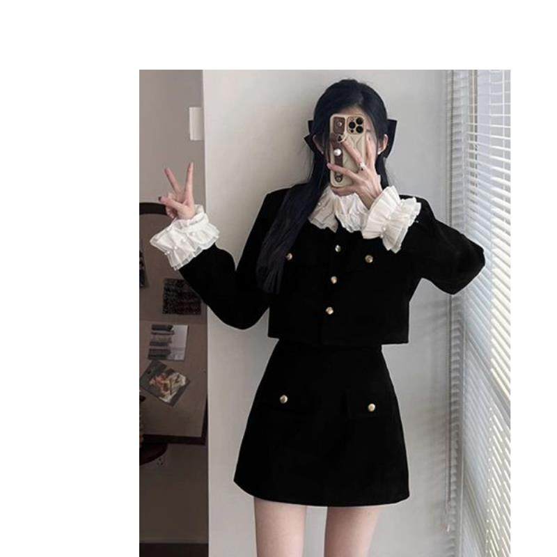 2025春新加绒爆款两件套赫本风保暖小香风打底上衣半身裙女装套装,女装/女士精品,时尚套装,淘宝优惠券,粉丝福利购,淘宝优惠卷