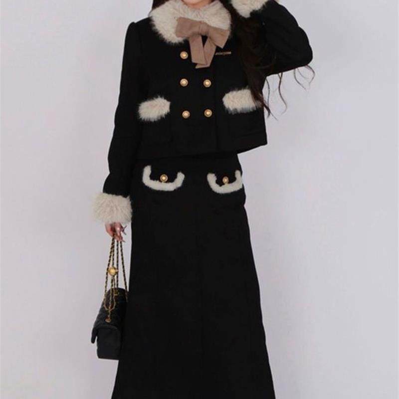 法式小香风MIU系千金外套半裙套装女秋冬赫本高级小众气质两件套,女装/女士精品,时尚套装,淘宝优惠券,粉丝福利购,淘宝优惠卷