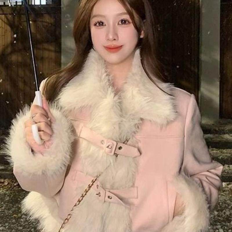 粉色小香风夹棉套装女一整套初冬穿搭千金风毛毛外套高级感半身裙,女装/女士精品,时尚套装,淘宝优惠券,粉丝福利购,淘宝优惠卷