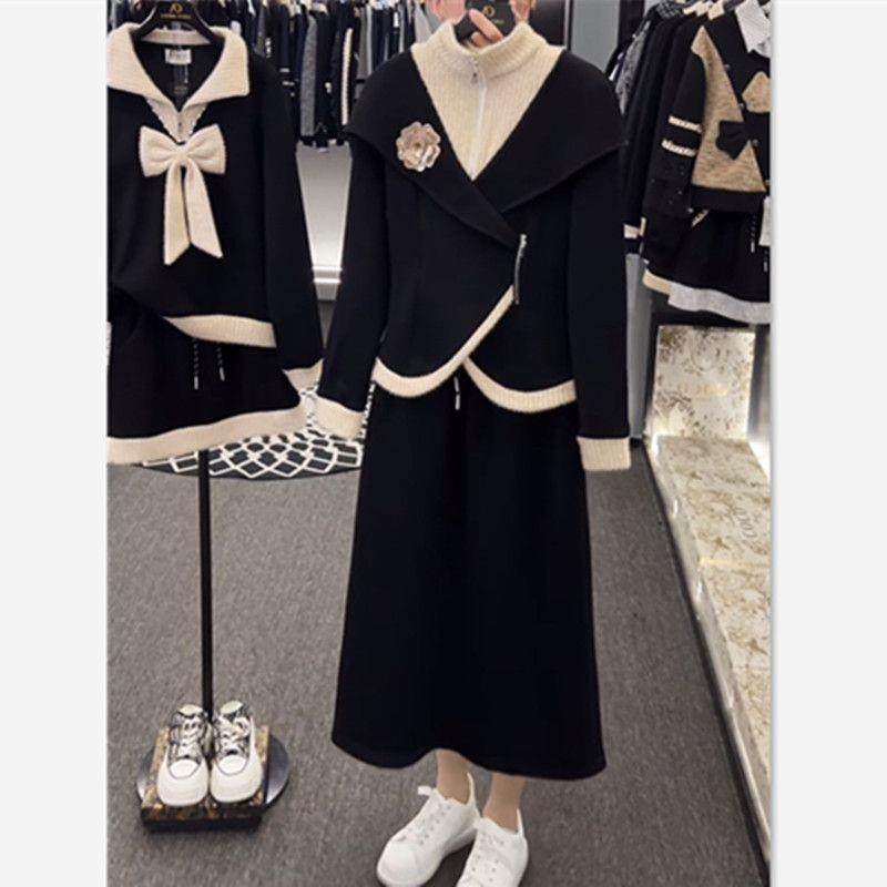 小香风时尚加绒女秋冬新款重工拼接立体花朵上衣高腰半身裙两件套,女装/女士精品,时尚套装,淘宝优惠券,粉丝福利购,淘宝优惠卷