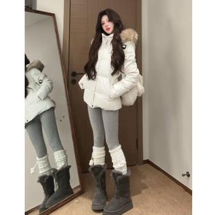 大毛领棉服女短款2025冬季新款韩系休闲加厚棉衣收腰显瘦棉袄外套