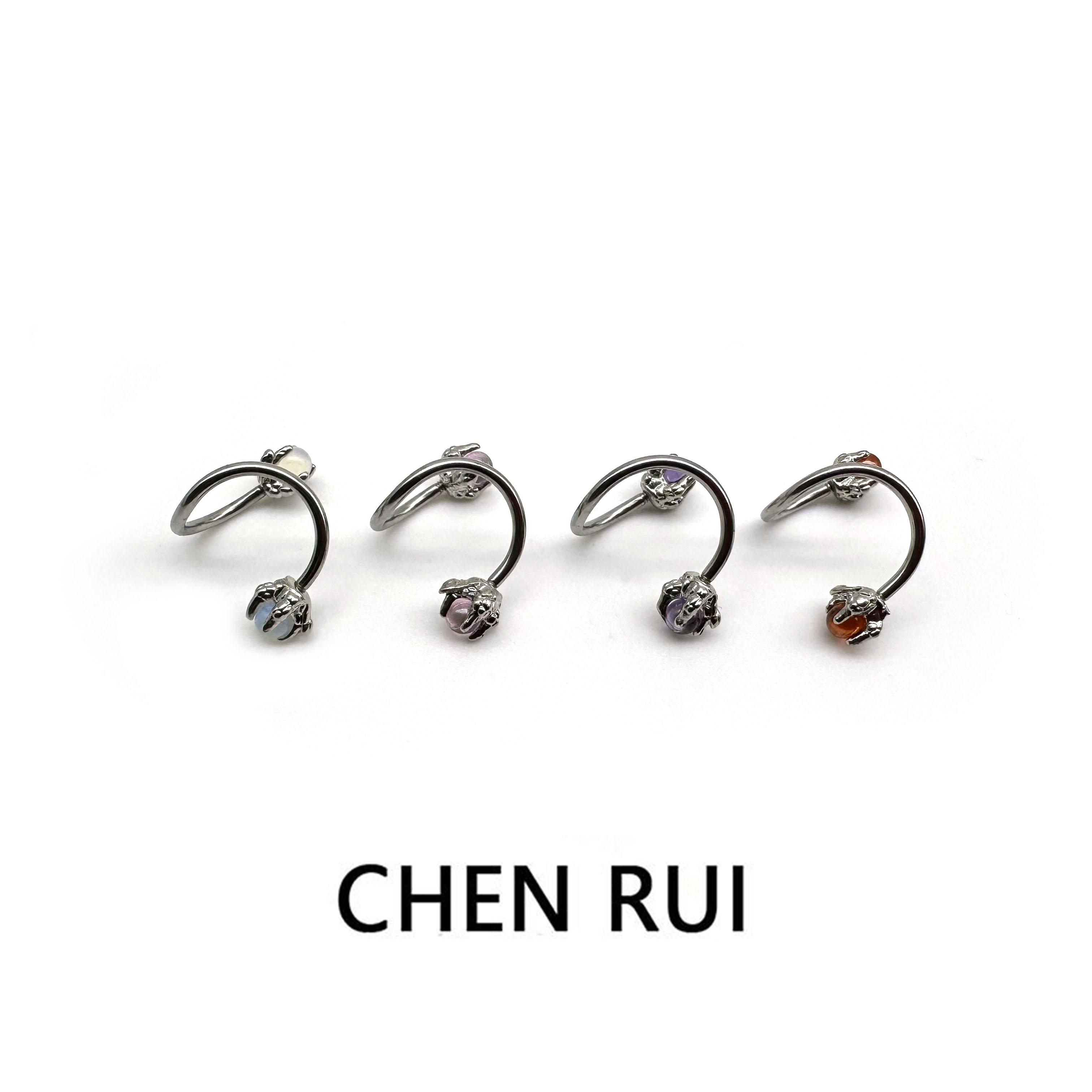 唇环s型钛钢外螺纹爆闪朋克有洞马蹄环唇钉亚文化饰品医用小众