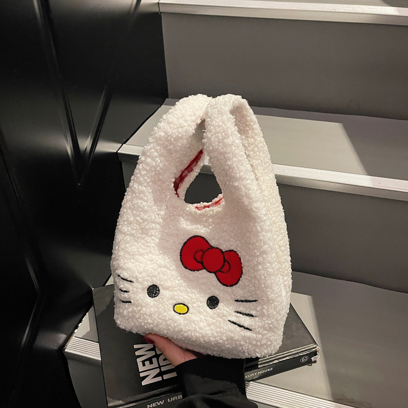 可爱KT猫毛绒手提包女百搭休闲便当通勤手机小菜篮子包软乎乎冬季,箱包皮具/热销女包/男包,通用款女包,淘宝优惠券,粉丝福利购,淘宝优惠卷