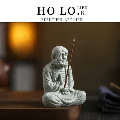 HO LO.K.incense  青砂石达摩香插线香座香炉香托摆件 | 后楼窑