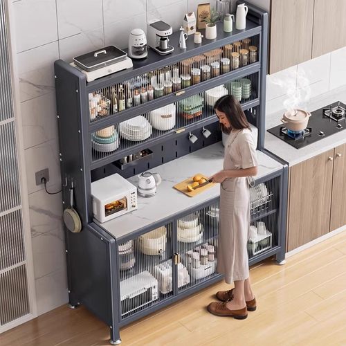 德国精工厨房岩板落地多层置物架