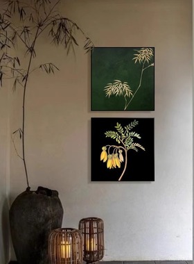 中古风挂画样板间酒店民宿工装背景墙壁画新中式客厅玄关画