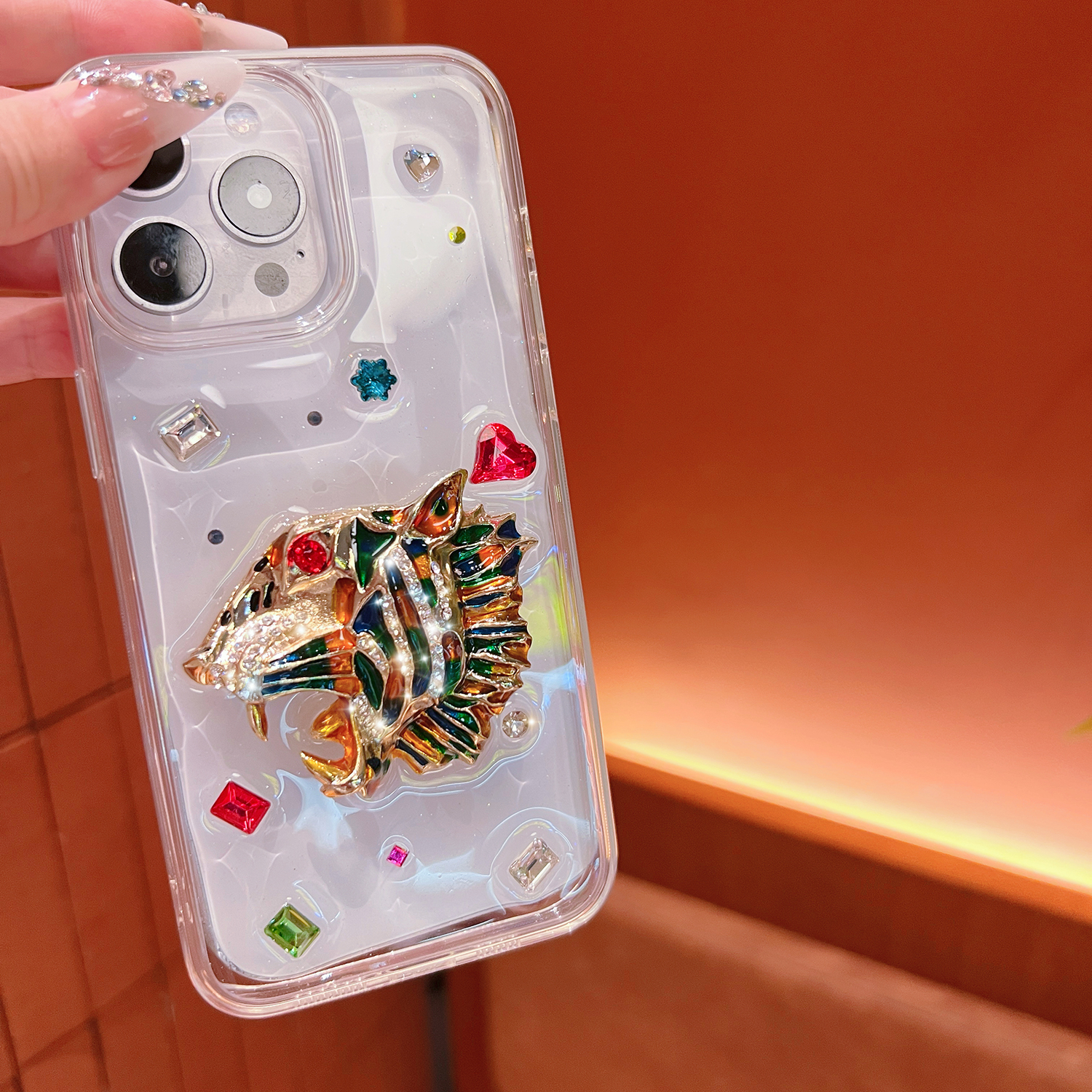 老虎镶钻轻奢香风|原创手机壳