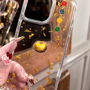 胖福平安原创华为mate60手机壳透明pura70女50滴胶荣耀200金箔适用100保护套nova12u招财畅享转运pro喜庆新年