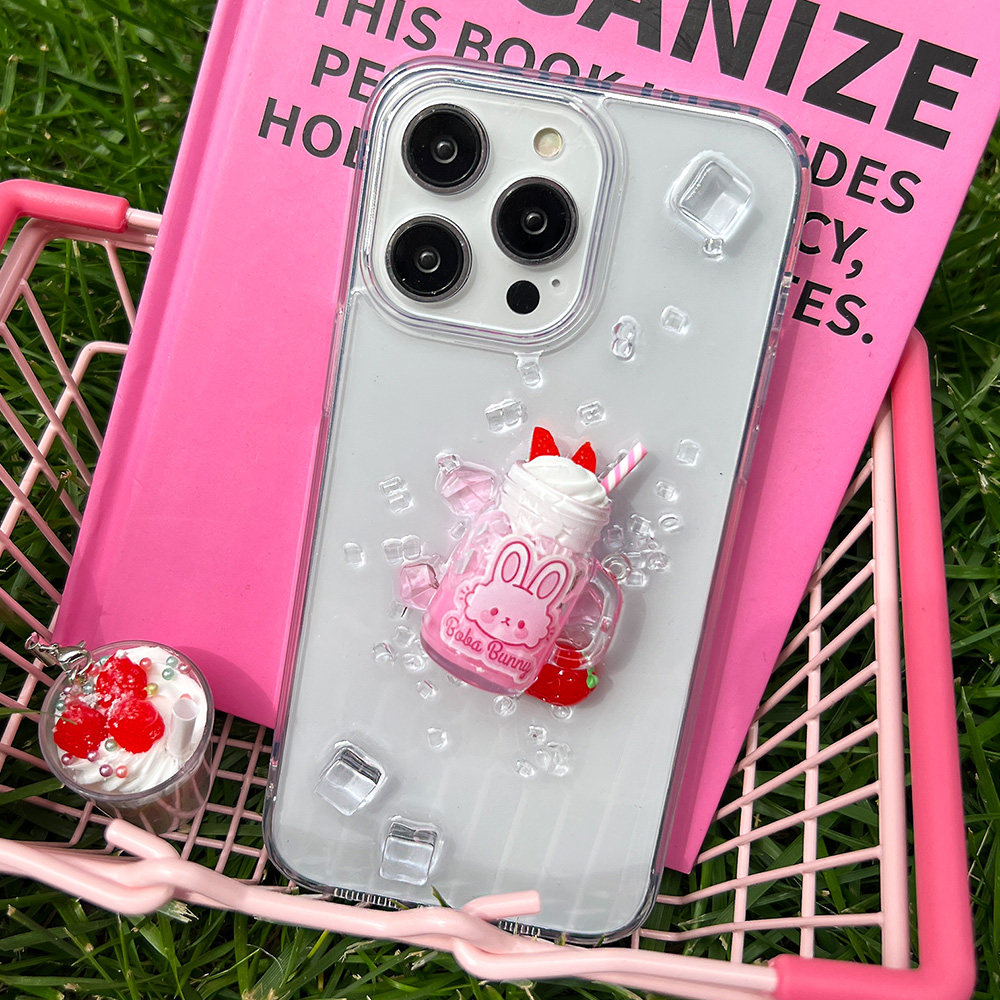 适用苹果17原创手机壳iphone16promax新款14滴胶13亮片15防摔8plus透明xs保护套mini硅胶7可爱se兔子12饮料瓶
