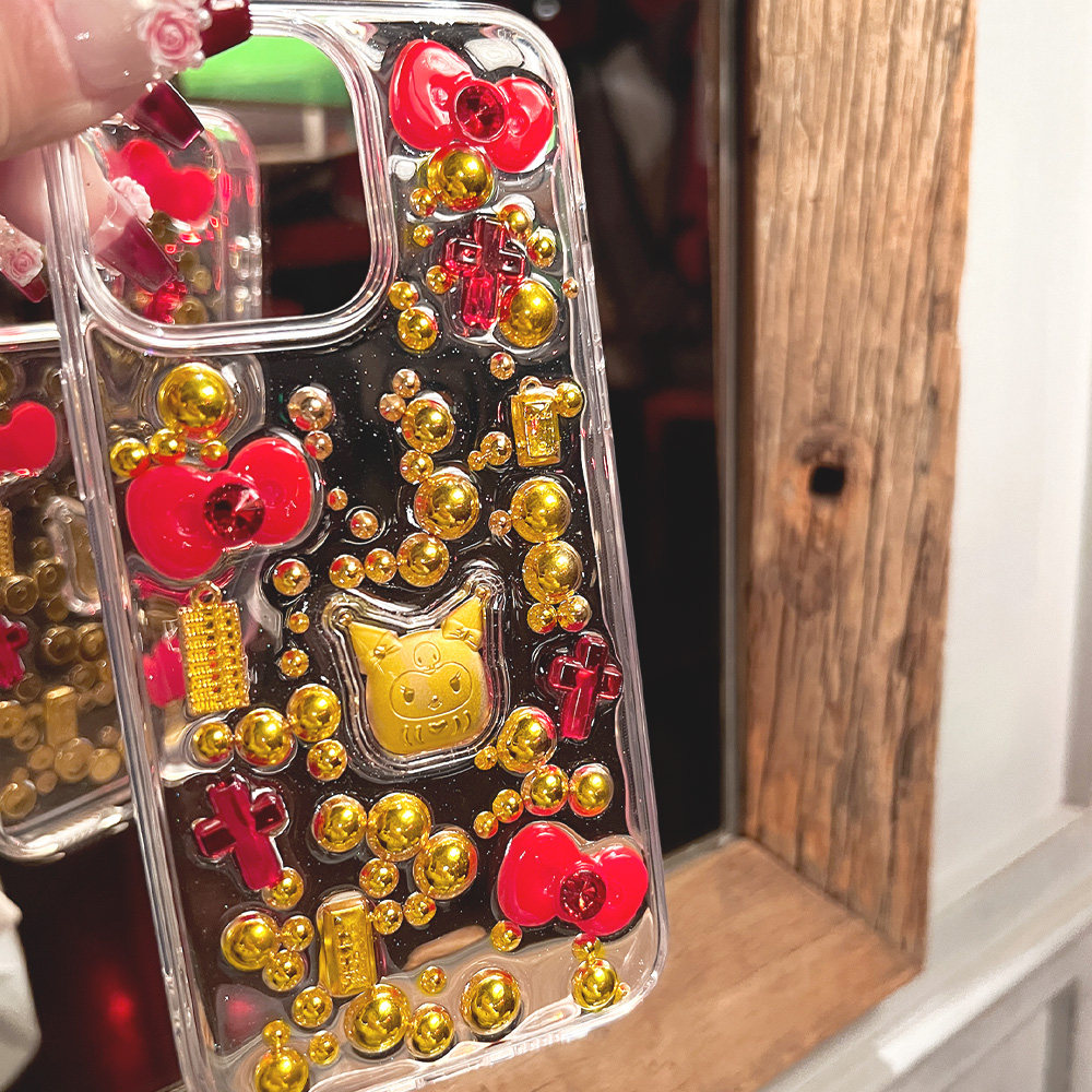 库洛米绝美苹果17手机壳16透明iphone15promax滴胶14金色13女11高级感12mini适用xs保护套7小众爆闪8plus转运