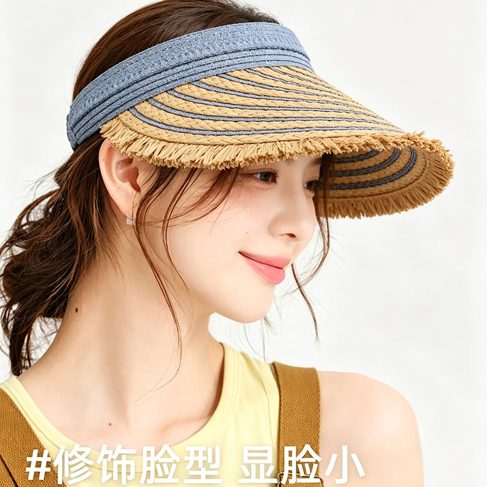 女夏空顶大檐防晒草帽海边度假