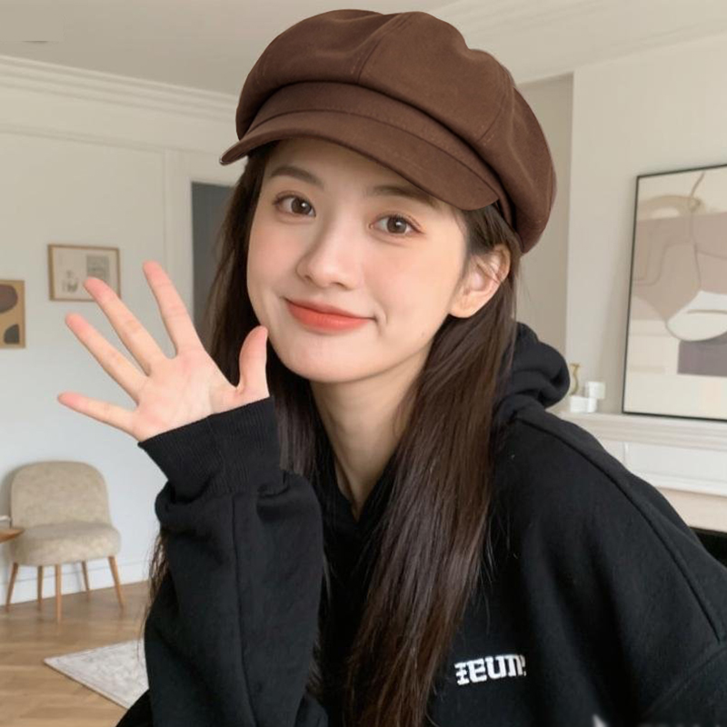 2025新款复古毛呢八角贝雷帽