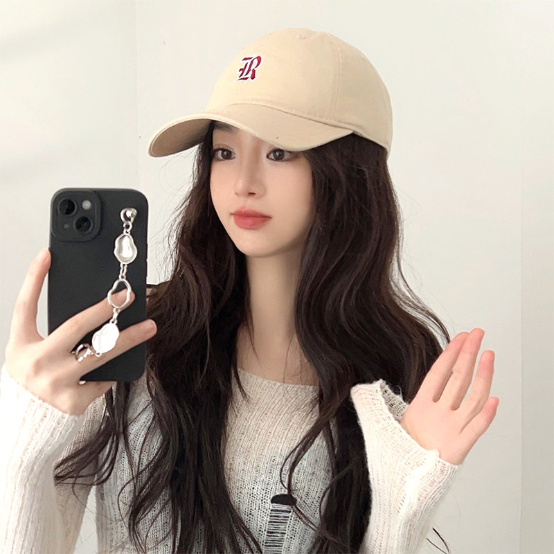 卡其色深顶大头围棒球帽女春夏百搭刺绣显脸小宽檐鸭舌帽子男新潮