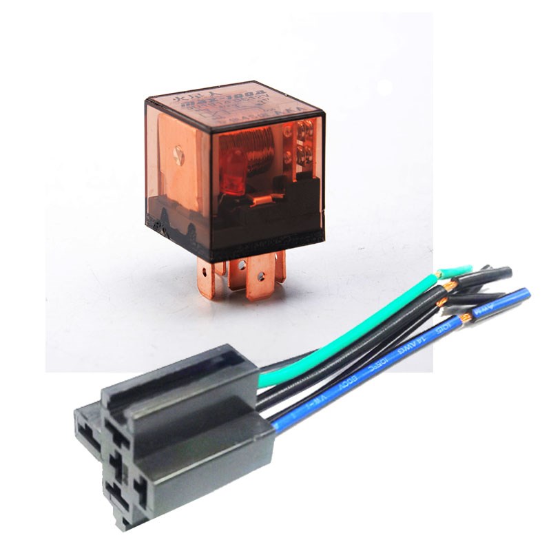 货车汽车继电器12Vn24V通用继电器小扁紫罗兰继电器铜线双触点带