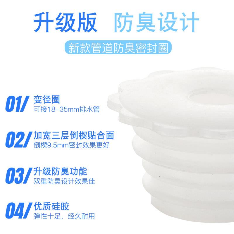 下水道防臭盖硅胶洗衣机排水管接头厨房面盆防臭下水管防臭密封圈