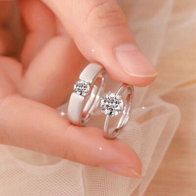 高级感一克拉真莫桑钻戒情侣结婚对戒活口婚礼仪式婚纱照道具