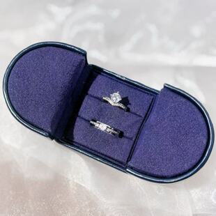 韩版仿真结婚对戒情侣钻戒80分密镶花型小红书爆款戒指婚礼用道具