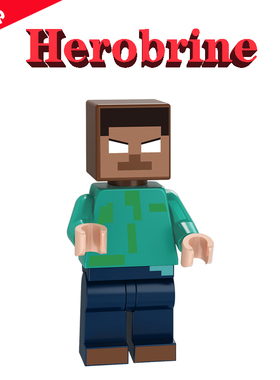 我的世界同款MC英雄卤水HIM楽高mini拼装人类KM036公仔手办玩具男