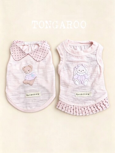 tongaroo初夏新款*韩系小熊小兔*立体图案甜美波点宠物背心裙