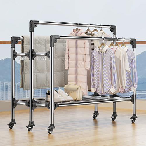 双杆式晾衣架不锈钢落地室内外