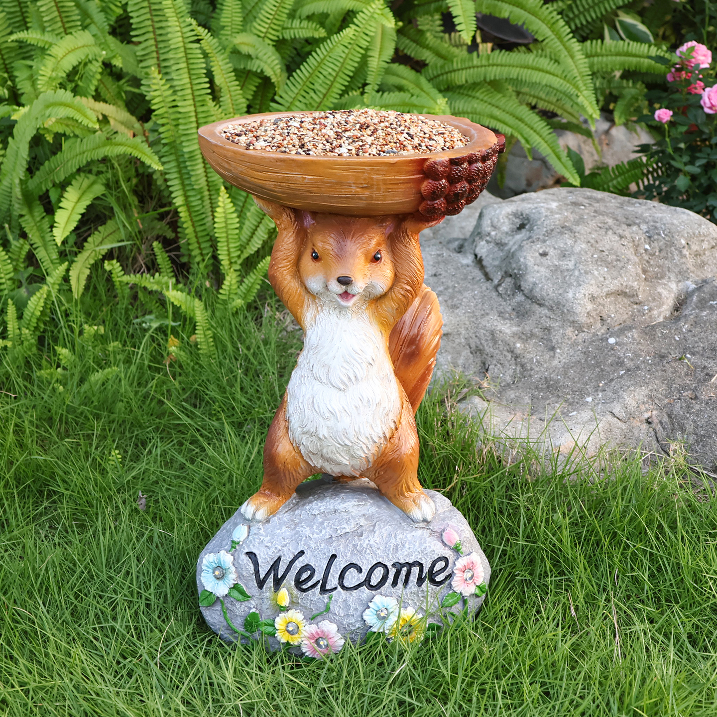 户外庭院松鼠太阳能小鸟喂食器