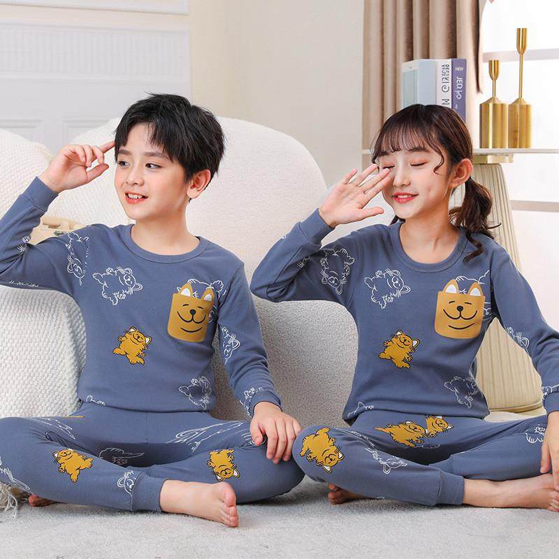 男童秋衣秋裤套装纯棉春秋冬宝宝打底女孩长袖长裤儿童保暖睡衣